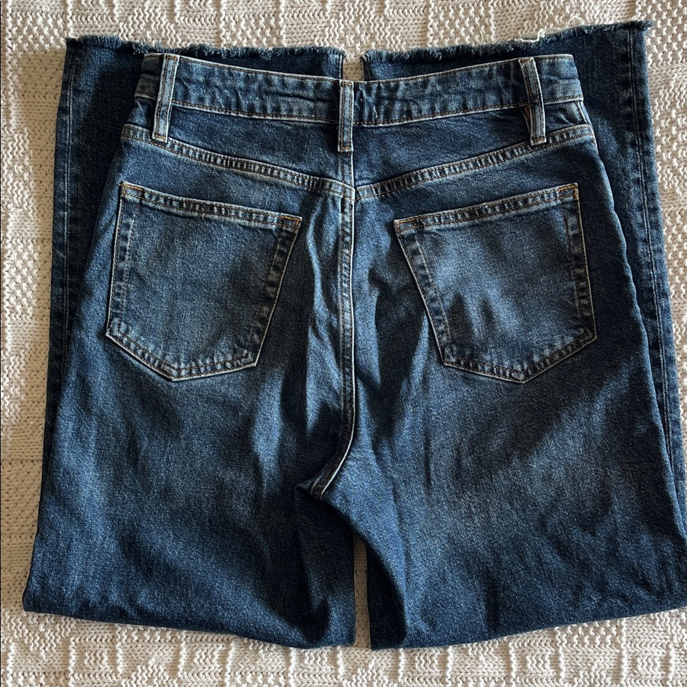 FRAME The Wide high-rise ankle wide-leg raw hem jeans in Rival Sz 28 - Picture 12 of 13
